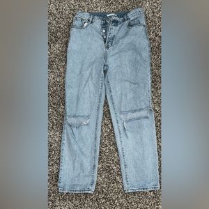 PacSun High Rise Button Fly Straight Leg Acid Wash Mom Jeans